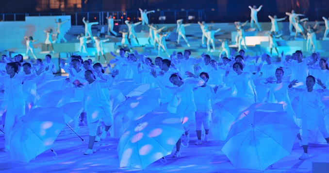 People performing on a stage.