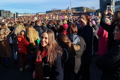 A huge mass of people at a protest.