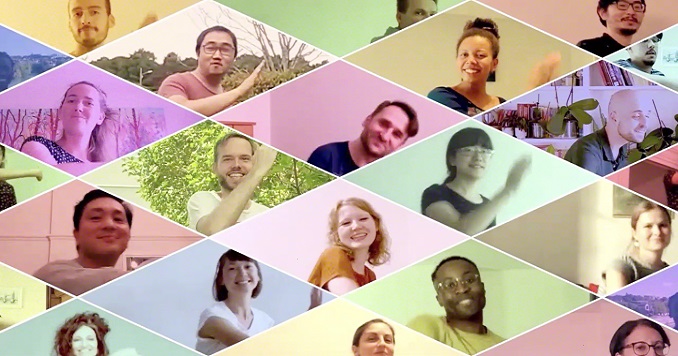 Screenshot image of a mosaic of dancing youths